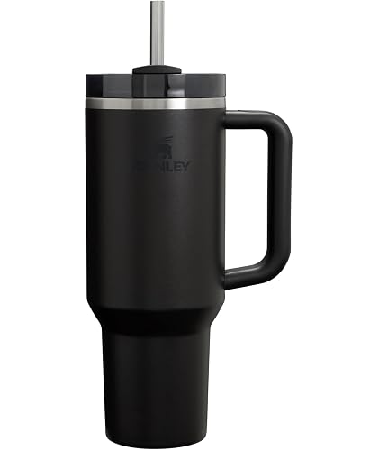 STANLEY Quencher H2.0 Flow State Tumbler, 40 oz, Black 2.0 | Handle and Straw | 3-Position Lid | Cup Holder Compatible for Travel | Insulated Stainless Steel Cup | BPA-Free