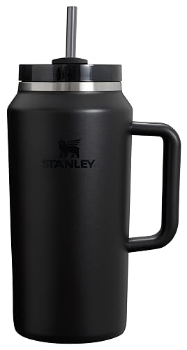 Stanley Quencher H2.0 Tumbler with Handle & Straw 64 oz | Flowstate 3-Position Lid | Large Capacity for Travel & Sports | Insulated Stainless Steel Cup | BPA-Free | Black 2.0