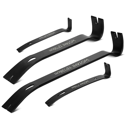 WOTAHI 4-Piece Flat Pry Bar Crowbar Set High Carbon Steel Forged | 15",12",7",5.25" Heavy Duty Nail Puller, Utility Claw Bar, Wonder Bar, Mini Pry Bar, Nail,baseboard and trim removal tool kit