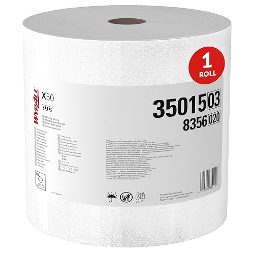 WypAll GeneralClean X50 Cleaning Cloths, Jumbo Roll, 1100 Towels (35015) | White Towels, Light-Weight, Engineered to Clean Dirt and Sticky Messes