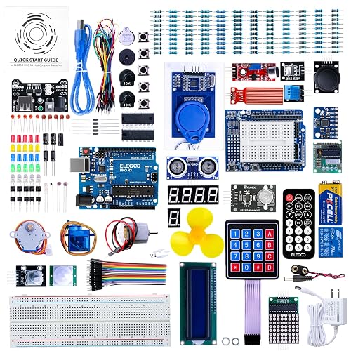 ELEGOO UNO R3 Project Most Complete Starter Kit, Compatible with Arduino | 63 Items, 200+ Components, 30+ Guided Projects, PDF Tutorial, Organized Storage, STEM and DIY Circuit Building