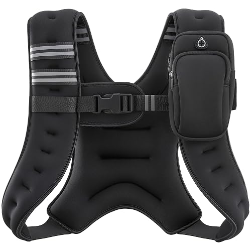 ZELUS Weighted Vest, 6lb/8lb/12lb/16lb/20lb/25lb/30lb Weight Vest with Reflective Stripe for Workout, Strength Training, Running, Fitness, Muscle Building, Weight Loss, Weightlifting