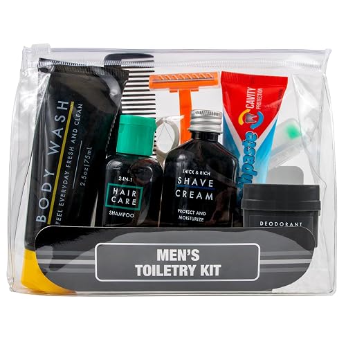 Trailmaker Men’s Hygiene Kits, 13-Piece Care Package Supplies, Personal Care Essentials for Men, TSA approved