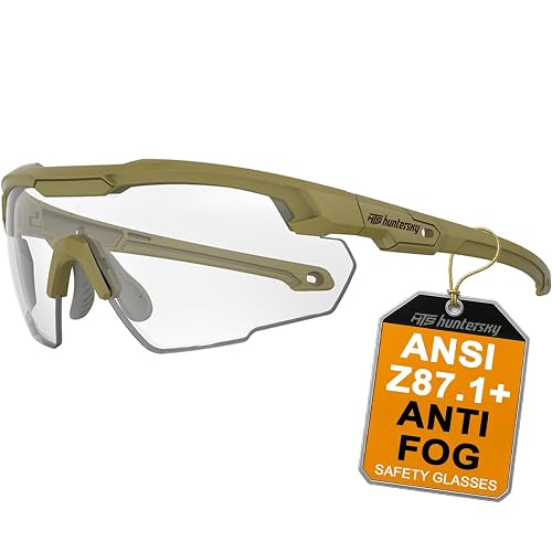 HTS HUNTERSKY Ballistic Shooting Glasses ANSI Z87+ Protective Eyewear | Anti-Fog, Impact Resistance Lens, Adjustable Nose Piece, Wraparound, Eye Protection for Men & Women, Airsoft, Range