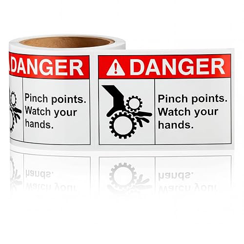 ForraFun 50 Pcs Pinch Points Danger Labels | 5 x 3.5 Inch, Safety Watch Your Hands, Vinyl Warning Stickers, for Workplace, Warehouse, Machine, Equipment