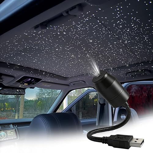Laooteyy Ultra-High-Definition Car Projection – Star Night Light Projector, USB Starry Sky Lamp with 360° Gooseneck & Dimmer for Bedroom, Ceiling Decor