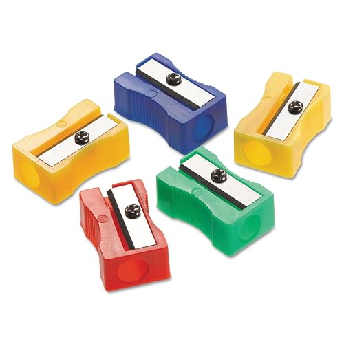 ACM15993 - One-Hole Manual Pencil Sharpeners | Compact Plastic Sharpeners with Steel Blades, Assorted Bright Colors, Ribbed Finger Grooves for Gripping, #15993