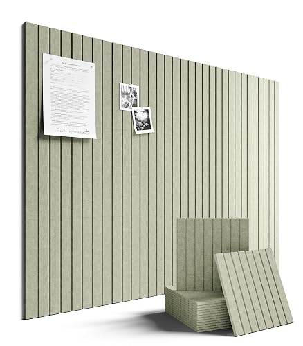 Fluxynara 48" x 36" Large Felt Bulletin Board, Sage | 12 Pack Cork Board Alternative with 60 Safe Adhesive Tabs, Pin Boards for Wall Decor, Home, Office, Classroom,Dorm