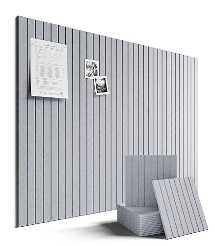 Fluxynara 48" x 36" Large Felt Bulletin Board, Soft Gray | 12 Pack Cork Board Alternative with 60 Safe Adhesive Tabs, Pin Boards for Wall Decor, Home, Office, Classroom,Dorm