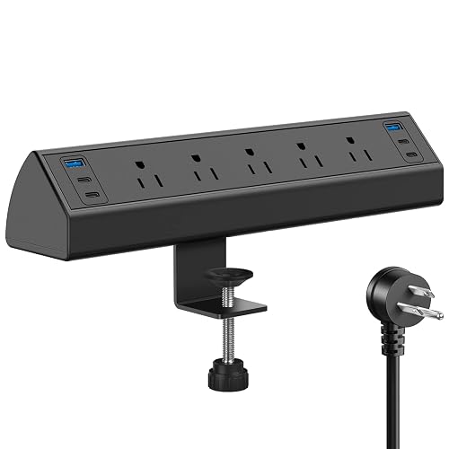 Jgstkcity Desk Clamp Power Strip USB C,40W Total Fast Charging Station,4 PD 20W USB C Ports,Desk Edge Mount Surge Protector,5 Outlets,Fit 1.96" Tabletop Edge,ETL Listed (Pack of 15)