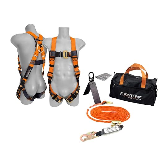 Frontline Combat Complete Roofers Kit with 50' Lifeline Combat™ Full Body Harness | OSHA & ANSI Compliant