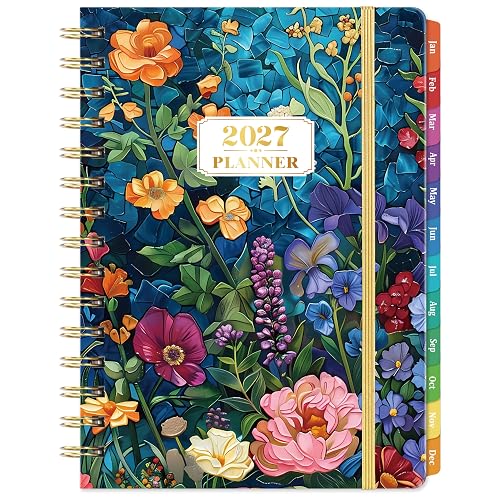 2027 Planner - JAN 2027 - DEC 2027, 2027 Planner Weekly and Monthly with Colorful Tabs, Planner 2027, 6.5" x 8.5", 27 Calendar Planner, Weekly and Monthly Planner with Inspiring Quotes, Twin-wire Binding, Premium Paper, Back Pocket & Hardcover