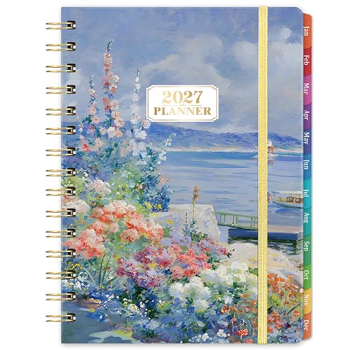 2027 Planner - JAN 2027 - DEC 2027 Planner Weekly and Monthly, 6.5" x 8.5" | 2027 Calendar Planner, Weekly and Monthly Planner with Tabs, Spiral Bound, Back Pocket, Hardcover, for Office, School, Home