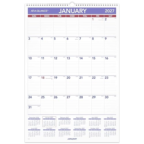 AT-A-GLANCE 2027 Wall Calendar, Monthly, 15.5" x 22.75" Planner, Ruled Daily Blocks (PM32827)