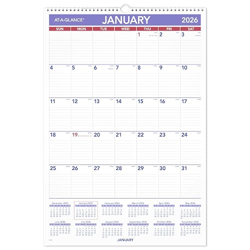AT-A-GLANCE 2026 Wall Calendar, 15-1/2" x 22-3/4", Large (PM32826)