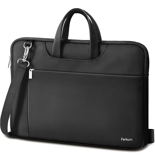 Ferkurn Laptop Case Bag for Women Men Briefcase Messenger Bag, 15.6 16 Inch | Compatible with MacBook Pro M5/HP OmniBook Omen Envy/Lenovo Yoga IdealPad/Dell Inspiron, Carrying Computer Bag,Black