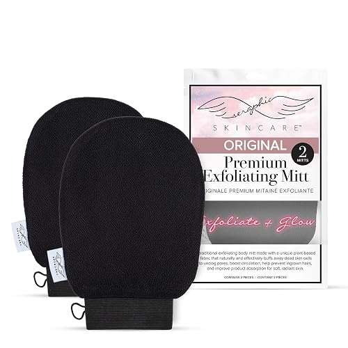 Original Premium Exfoliating Glove for Body 2pc - Body Scrubber Exfoliator | Traditional Body Scrub Glove, Kessa Korean Washcloth for Self-Tan Removal & Keratosis Pilaris, Body Exfoliator - 100% Vegan