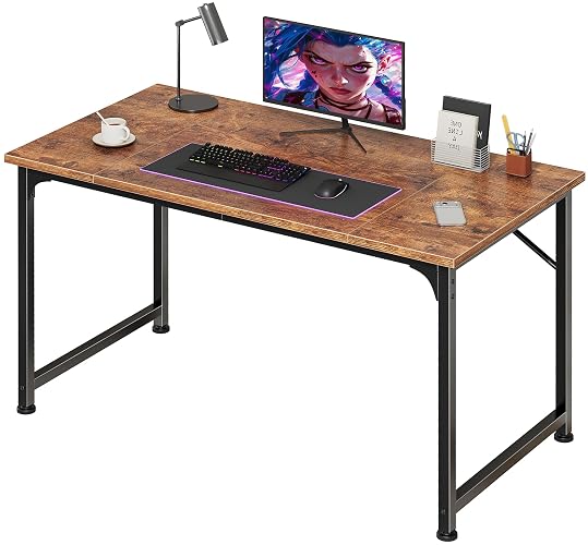 PRAISUN 40 Inch Computer Desk, Office Desk, Spacious Desktop, Rustic Brown | Modern Gaming Desk for Bedroom, Study, Work, Gaming & Writing, Large Legroom, Sturdy Metal Frame, Small Spaces