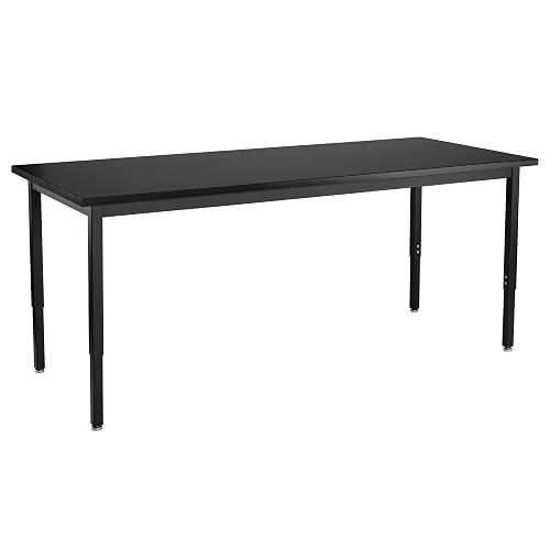 National Public Seating, Steel HT ADJ Lab Table 30X72 Chem Resist Top Black, Height 37 in, Width 30 in, Length 72 in, Model# SLT3-3072C