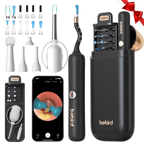 Bebird R37R Ear Wax Removal Tool Camera, Flexible Scope and Visual Tweezers | FSA HSA Eligible, IP67 3P HD Camera, 90-Min Runtime, 12 Tips for Wet or Dry Wax, 3-Piece Home ENT Cleaning Kit for Family Use