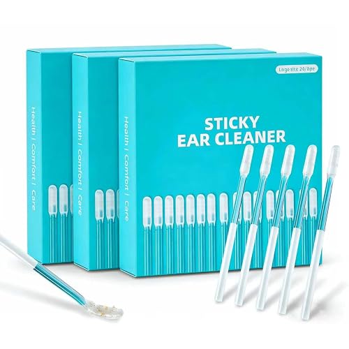 Sticky Ear Cleaning Stick, Reusable Ear Cleaning Tools with Soft Rubber Head, Gentle Adhesive Ear Pick for Ear Wax Cleaning, Home Personal Care Hygiene Kit (3 Boxes/72 Pcs)