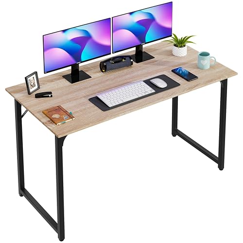 PayLessHere | 47 Inch Computer Desk | Nature | Sturdy Office Desk | Metal Frame, Adjustable Feet | Water-Resistant, Scratchproof Surface | Writing Table for Home Office or Study | Pack of 1