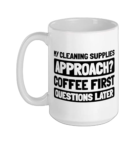 Cleaner Janitorial Housekeeping Sanitation - Cleaner Ceramic Mug, White, 15oz