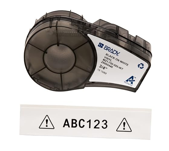 Brady Authentic (M21-750-595-WT) All-Weather Vinyl Label for Indoor/Outdoor ID, Lab and Equipment Labeling, Black on White- For M210, M210-LAB, M211, BMP21-PLUS and BMP21-LAB Printers, .75" W 21' L