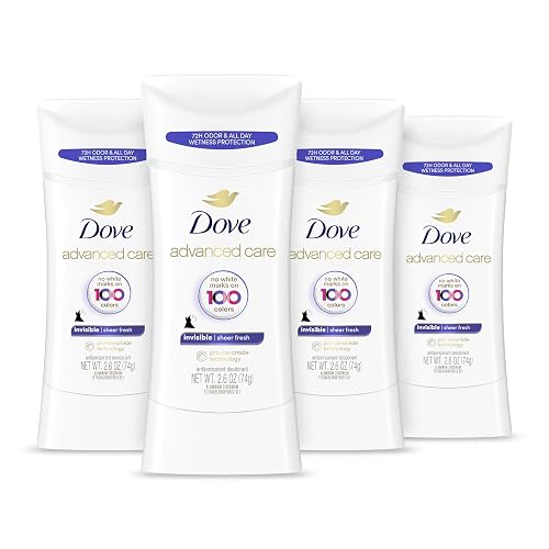 Dove Invisible Antiperspirant Sheer Fresh No White Marks 4PK 2.6 oz | Advanced Care 72 hour sweat and odor protection. No White Marks.