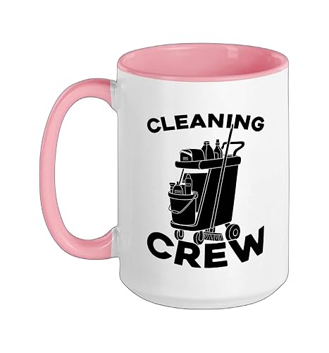 Cleaner Team Sanitation - Housekeeping Janitorial Cleaner Ceramic Mug, Pink/White, 15oz