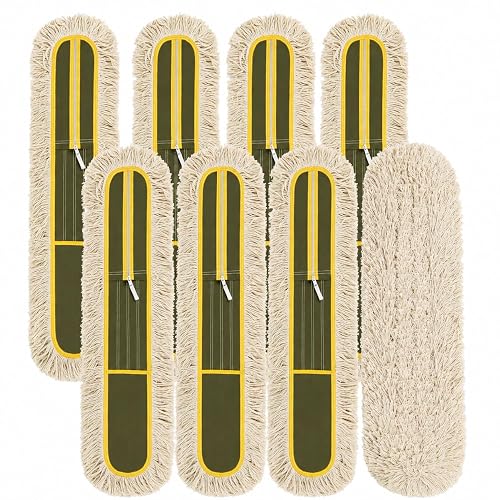 36'' Universal Microfiber and Cotton Mop Pads – Loop End - Easy Zipper - Compatible with Industrial Dust Mops – Reusable Replacement Heads for Commercial Floor Cleaning & Janitorial Supplies (8 Pack)
