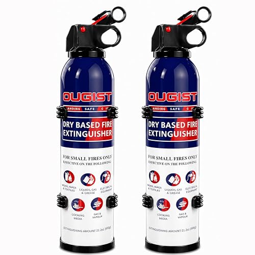 ABC Fire Extinguisher for Home & Vehicle - Portable Dry Chemical Fire Extinguisher | Grease & Electrical Fire Extinguisher for Kitchen, Car, Easy for All Ages to Use (2-Pack, 1.32lb Each)