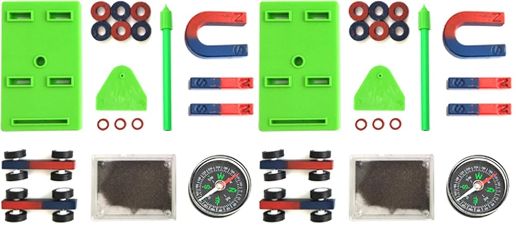 EUDAX Labs Junior Science Magnet Set for Education Science Experiment Tools Icluding Bar/Ring/Horseshoe/Compass Magnets (Pack of 2)