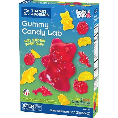 Thames & Kosmos Gummy Candy Lab V2.0 Tasty Labs STEM Experiment Kit, Make Yummy Gummy Candies in Cool Shapes - Dinos, Dolphins, Bears & More! Explore Chemistry, Made in USA, Food Ingredients Included