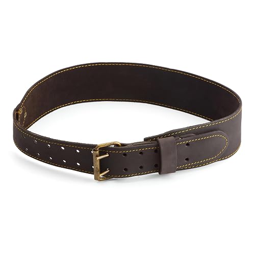 OX 3 Inch Leather Tool Belt - Thick Carpenter Belt For Pouches - Large | Large 3" thick leather tool belt for tool pouch - adjustable fit with perimeter stitching and rivets - carpenters toolbelt