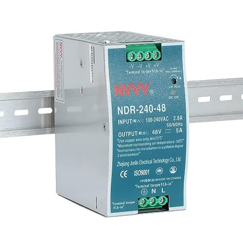 48V DC Output Industrial DIN Rail Power Supply 5 Amp NDR-240-48 240W Input Voltage 100 to 240 Built-in Active PFC Function
