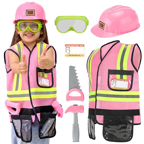 Liberry Kids Tool Set Pretend Toy for 3 4 5 Years Old with Costume | Breathable Fabric, Durable Helmet, Smooth Edges, Construction Worker Role Play, Halloween Birthday Gift for Boys Girls