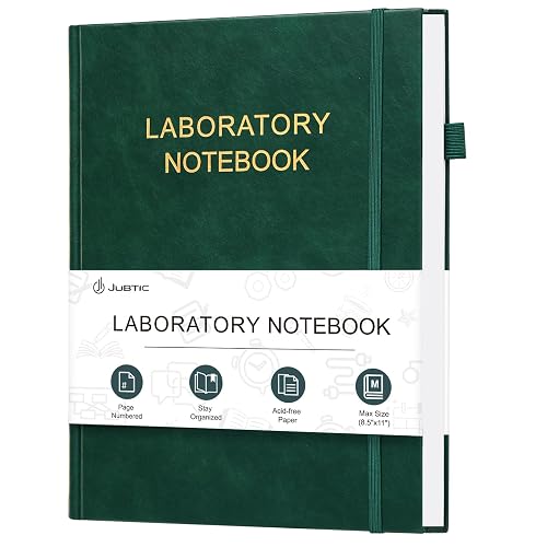 JUBTIC Laboratory Notebook for Project Organization, 8.5" x 11" | Quad Ruled Science Lab Book for Graphing, Chemistry Lab Notebook for Students, Stay Organized and Productive, Dark Green