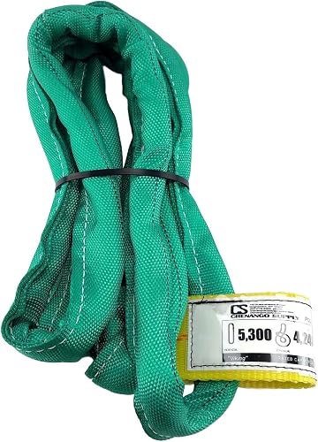Chenango Supply VR2 4ft Green Endless Round Polyester Rigging Sling | USA Made, Double-Ply Cover, for Lifting & Material Handling, Capacity: 5,300 lb Vertical, 4,240 lb Choker, 10,600 lb Basket
