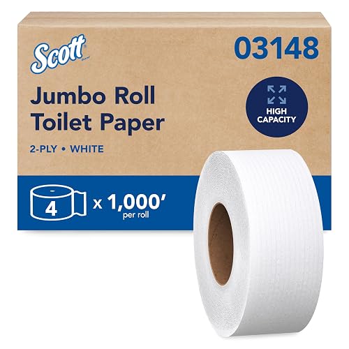 Scott Professional Jumbo Roll Toilet Paper, Bulk, 4 Rolls x 1000' (03148) | High-Capacity, 2-Ply, Convenience Case, Septic Safe, Plus Tier, Compatible with Jumbo Roll Toilet Paper Dispensers