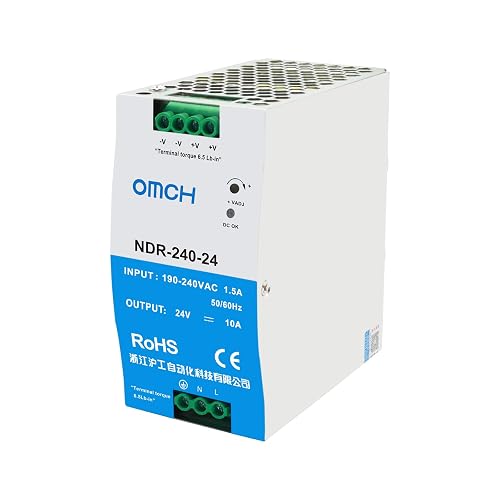 OMCH 24V 10A DIN Rail Power Supply, 240W Switching Power Supply