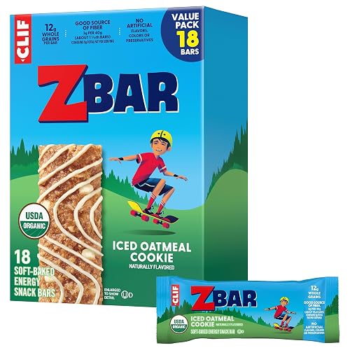 Zbar Iced Oatmeal Cookie Soft-Baked Snack Bars, Organic Granola Bars, 18ct | USDA Organic, No Artificial Flavors, Colors, or Preservatives, Non-GMO, 12g Whole Grains, Snacks for Kids