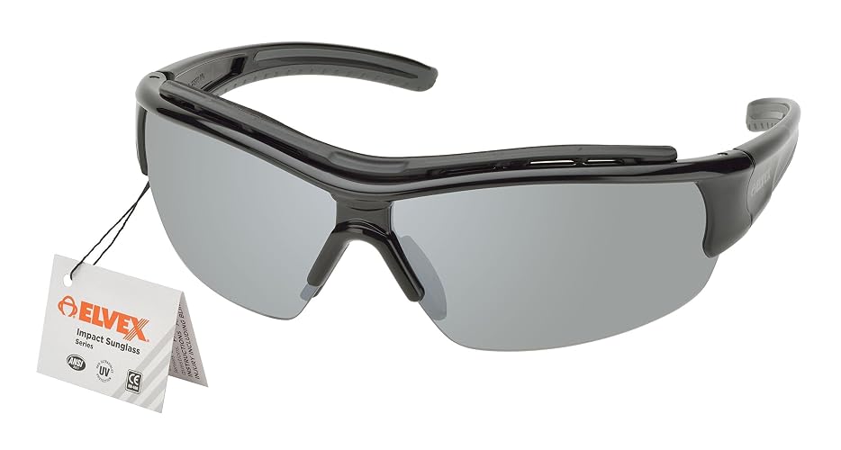 DeltaPlus Impact Safety Glasses RSG300, Mirror Silver Lens (WELRSG300) | ANSI Compliant, Anti-Scratch Coating, Polycarbonate Monoblock Lens, Non-Slip Padded Temples w/Flexible Tip, Black Frame