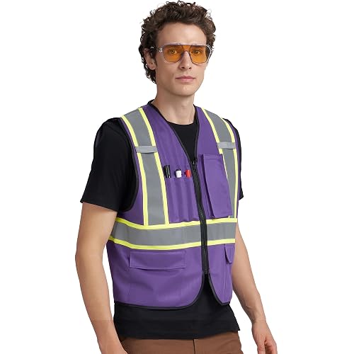 A-KSAFETY High Visibility Safety Vest for Men Women with Pockets and Zipper