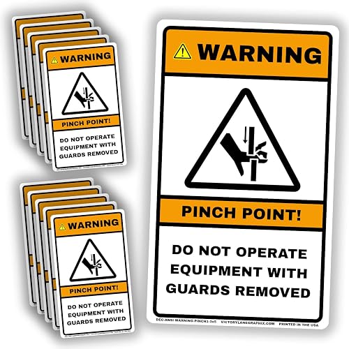 WARNING Pinch Point #1 Safety Labels– ANSI Z535 Compliant Signage – 3x5 Inch Industrial Hazard Stickers – Durable Vinyl, High Visibility – 10 Pack