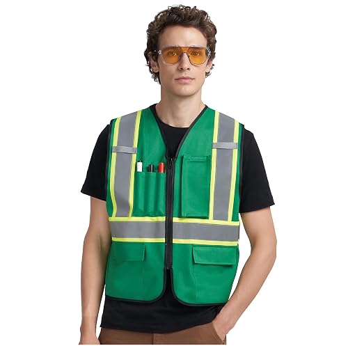 A-KSAFETY High Visibility Safety Vest for Men Women with Pockets and Zipper