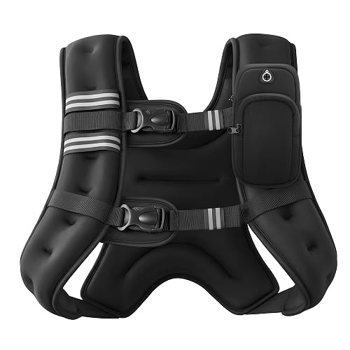 ZELUS Weighted Vest, 6lb/8lb/12lb/16lb/20lb/25lb/30lb Weight Vest with Reflective Stripe for Workout, Strength Training, Running, Fitness, Muscle Building, Weight Loss, Weightlifting