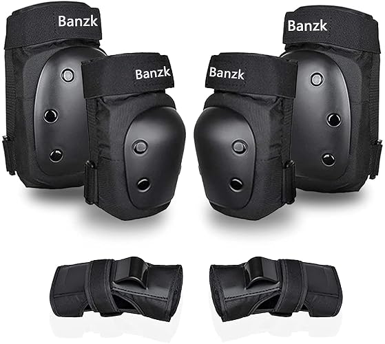 Banzk Adult Knee Pads Elbow Pads Wrist Guards for Adult Kids 6 in 1 Protective Gear Set for Skateboarding Biking Roller Skating Cycling Outdoor Sports