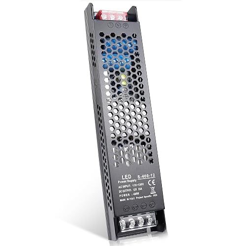 12V 33A 400W Universal Regulated Switching Power Supply, 110V AC to 12V DC Converter, LED Driver, Industrial Transformer, Adapter for Strip Light, Lamp, Radio