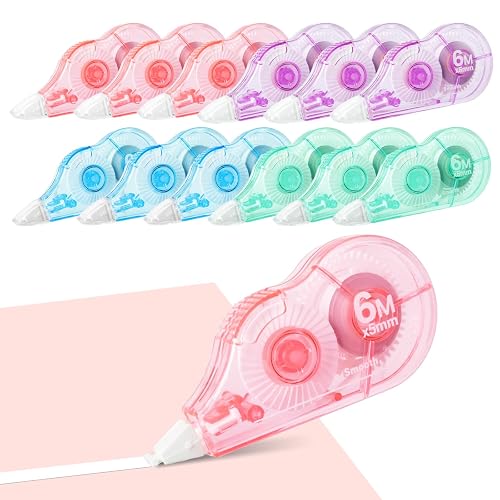 Jovanssen White Correction Tape, 12-Pack, 6 M Each for School and Office | Portable Correction Tape, Easy To Use Applicator, Instant Corrections, Writing & Correction Supplies
